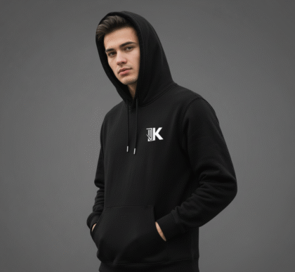 Black Premium Streetwear Hoodie – Minimal Logo | Winter Warm, Unisex Fit