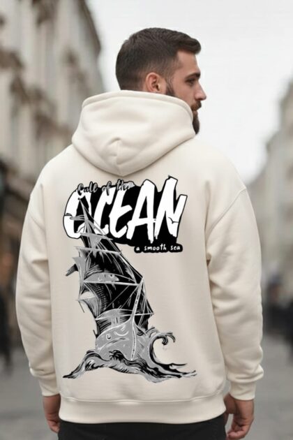 Ocean Printed Black Hoodie for Men | Premium Winter Wear